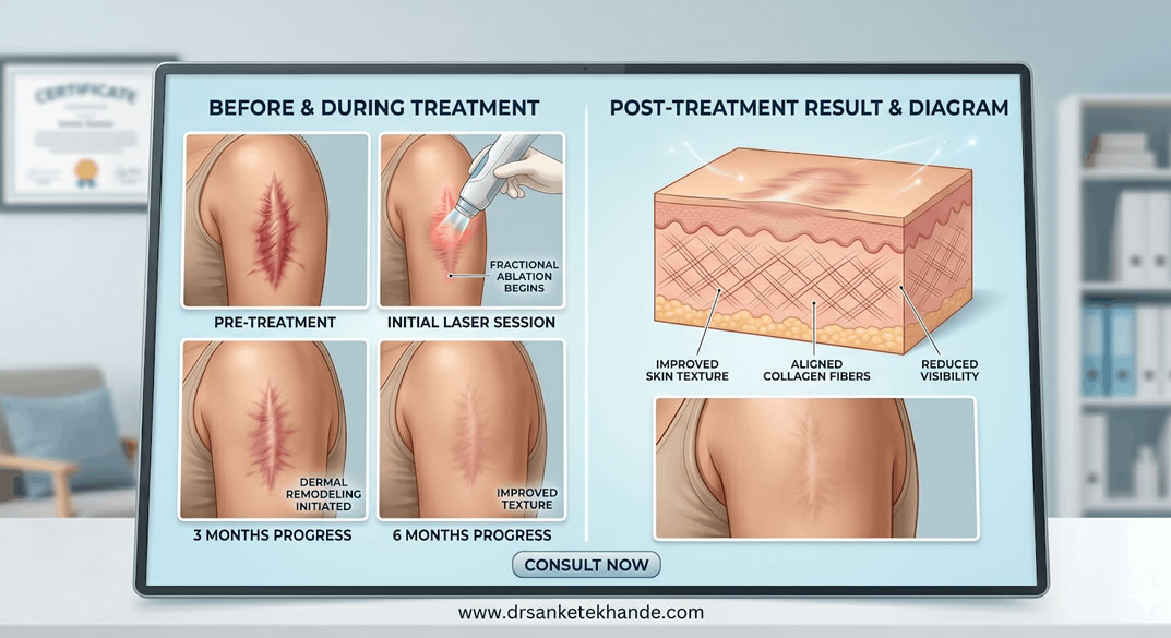 Scar Revision Diagram and Post-Treatment Healing